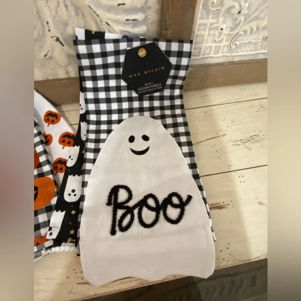Max Studio Halloween Kitchen Dish Towel Bundle - Ghosts & Pumpkins Brand new!